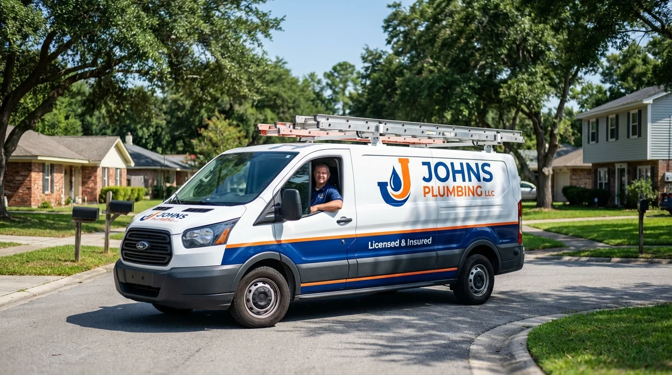 Johns Plumbing LLC service van in Guayama, PR