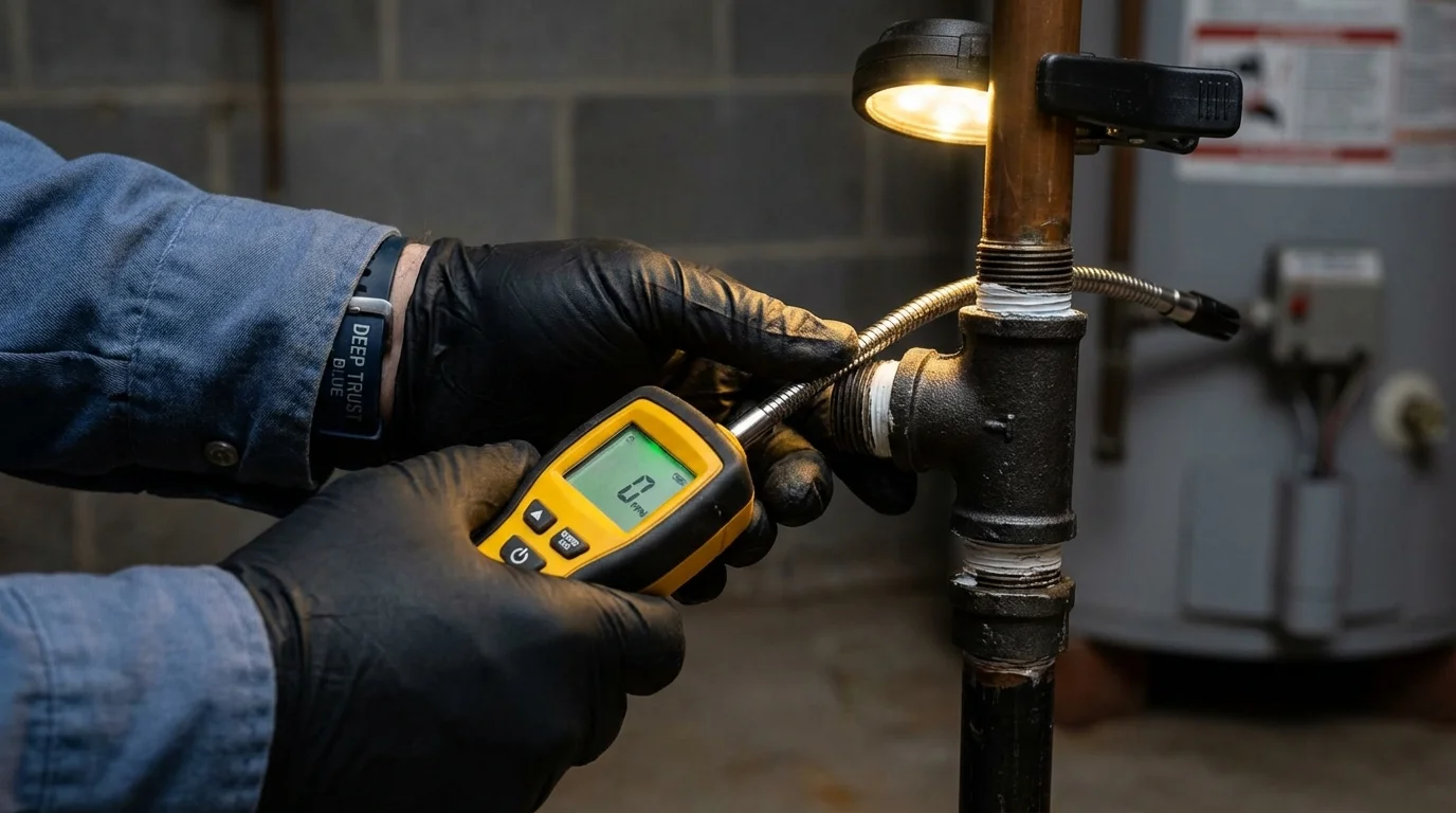 Gas leak detection with electronic sniffer by Johns Plumbing LLC in Guayama